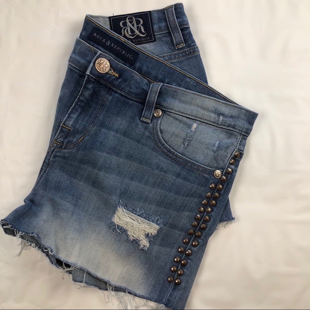 DIy Rock & Republic denim shorts 12 with brads